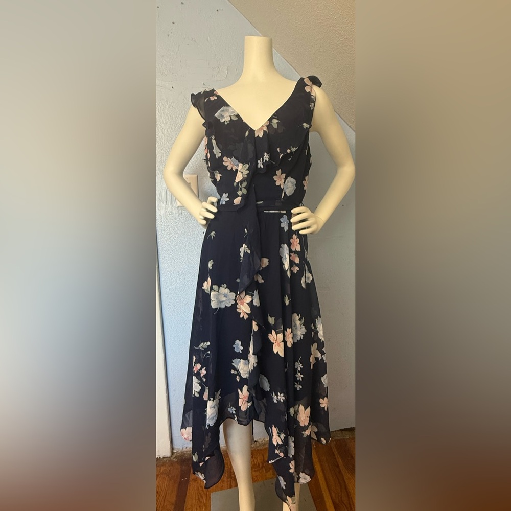 Navy Blue Floral Dress